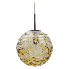 Wunderschöne, große, gelbe Murano-Glas-Kugel-Hängeleuchte von Doria – 1960er Jahre, Deutschland