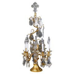 Graziosa Girandola a sei luci in bronzo dorato e cristallo Baccarat della fine del XIX secolo