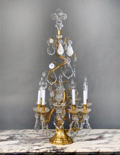 Lovely Late 19th Century Gilt Bronze and Baccarat Crystal Six Light Girandole