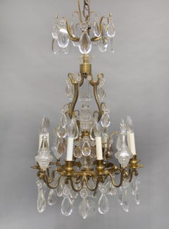 Lovely Late 19th Century Gilt Bronze and Crystal Eight Light Chandelier