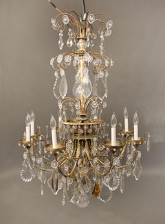 Lovely Late 19th Century Gilt Bronze and Crystal Eight-Light Chandelier