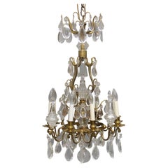 Lovely Late 19th Century Gilt Bronze and Crystal Eight Light Chandelier