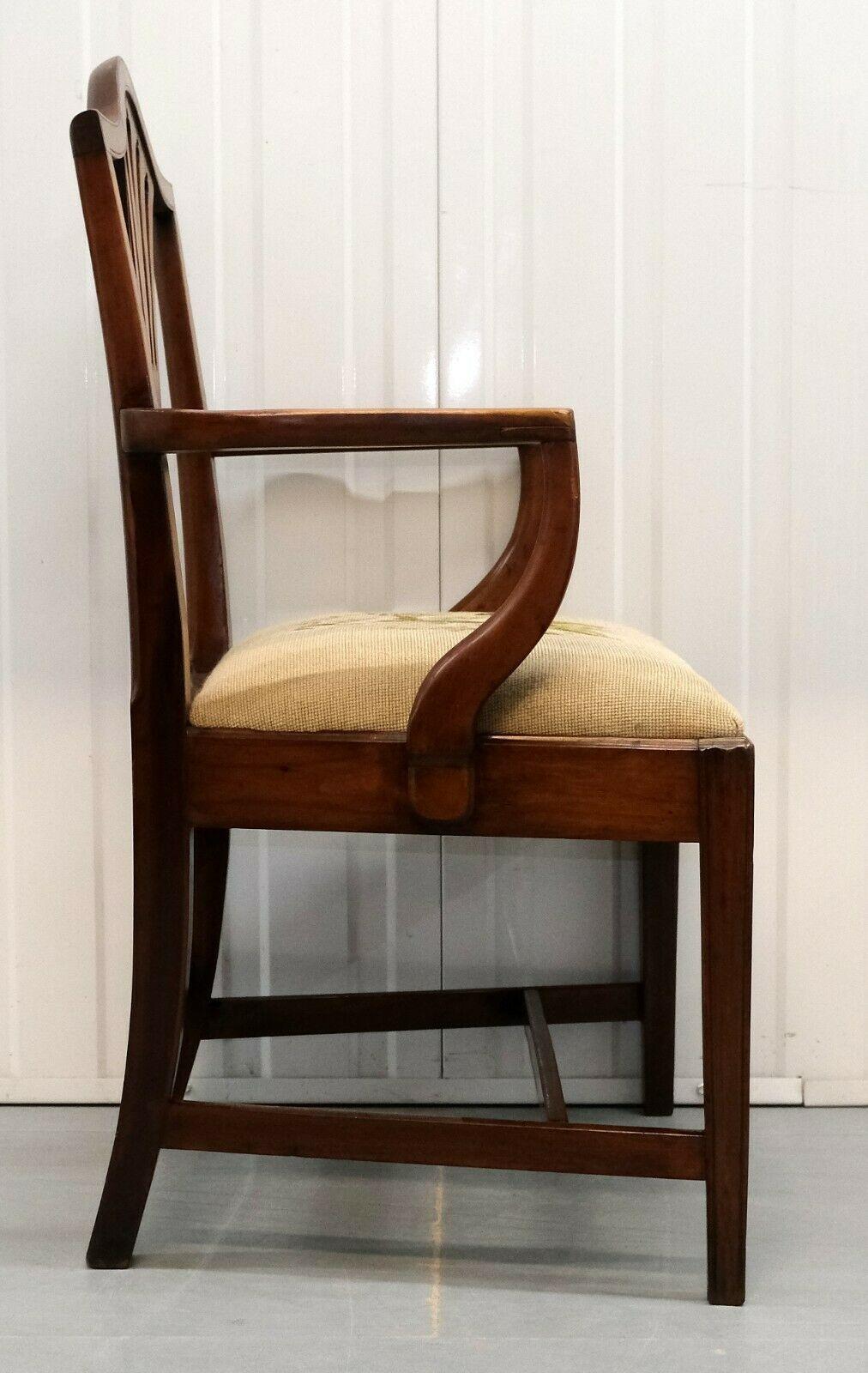 Late Victorian Lovely Late 19th Century Hepplewhite Hardwood Armchair on Shield Shape Back For Sale