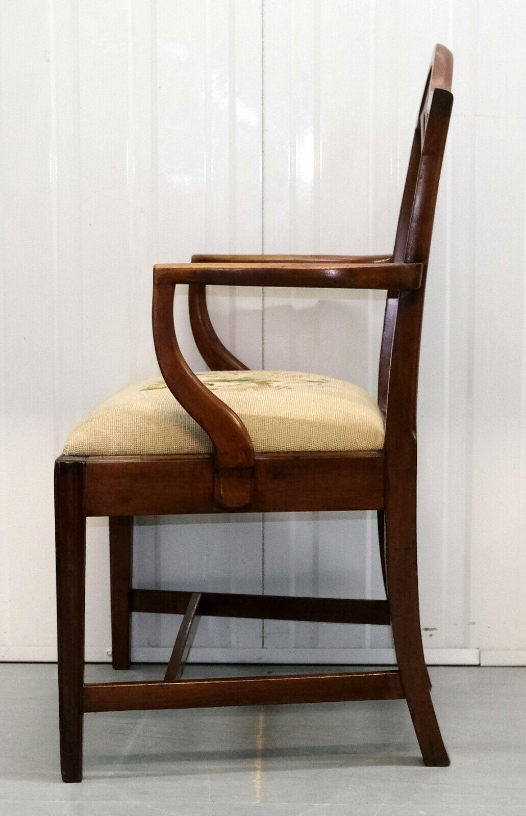 Hand-Crafted Lovely Late 19th Century Hepplewhite Hardwood Armchair on Shield Shape Back For Sale