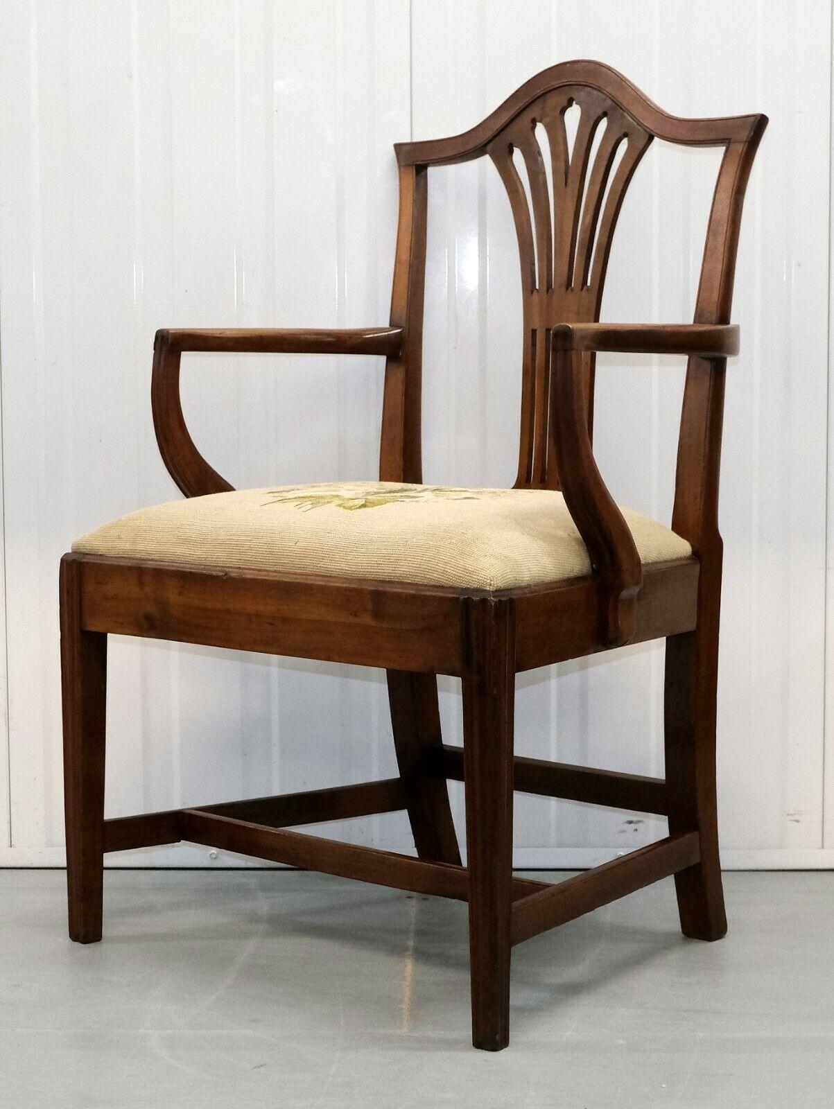 Lovely Late 19th Century Hepplewhite Hardwood Armchair on Shield Shape Back For Sale 1