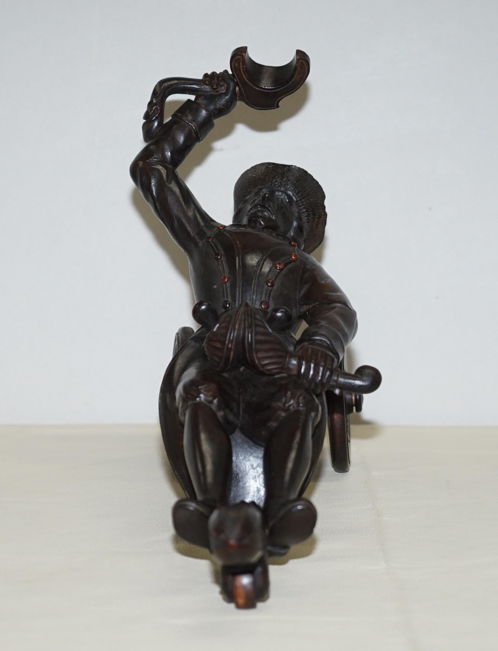 German Lovely Late Victorian circa 1880 Hand Carved Black Forest Wine Bottle Holder For Sale