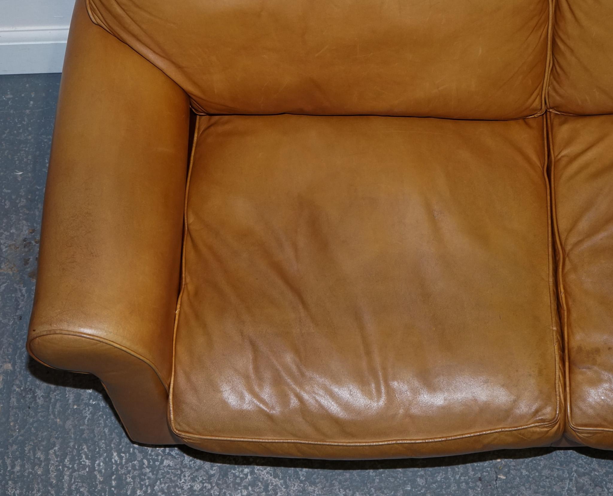 LOVELY LAURA ASHLEY ABiNGDON TAN LEATHER SOFA BED TWO TO THREE SEATER 4