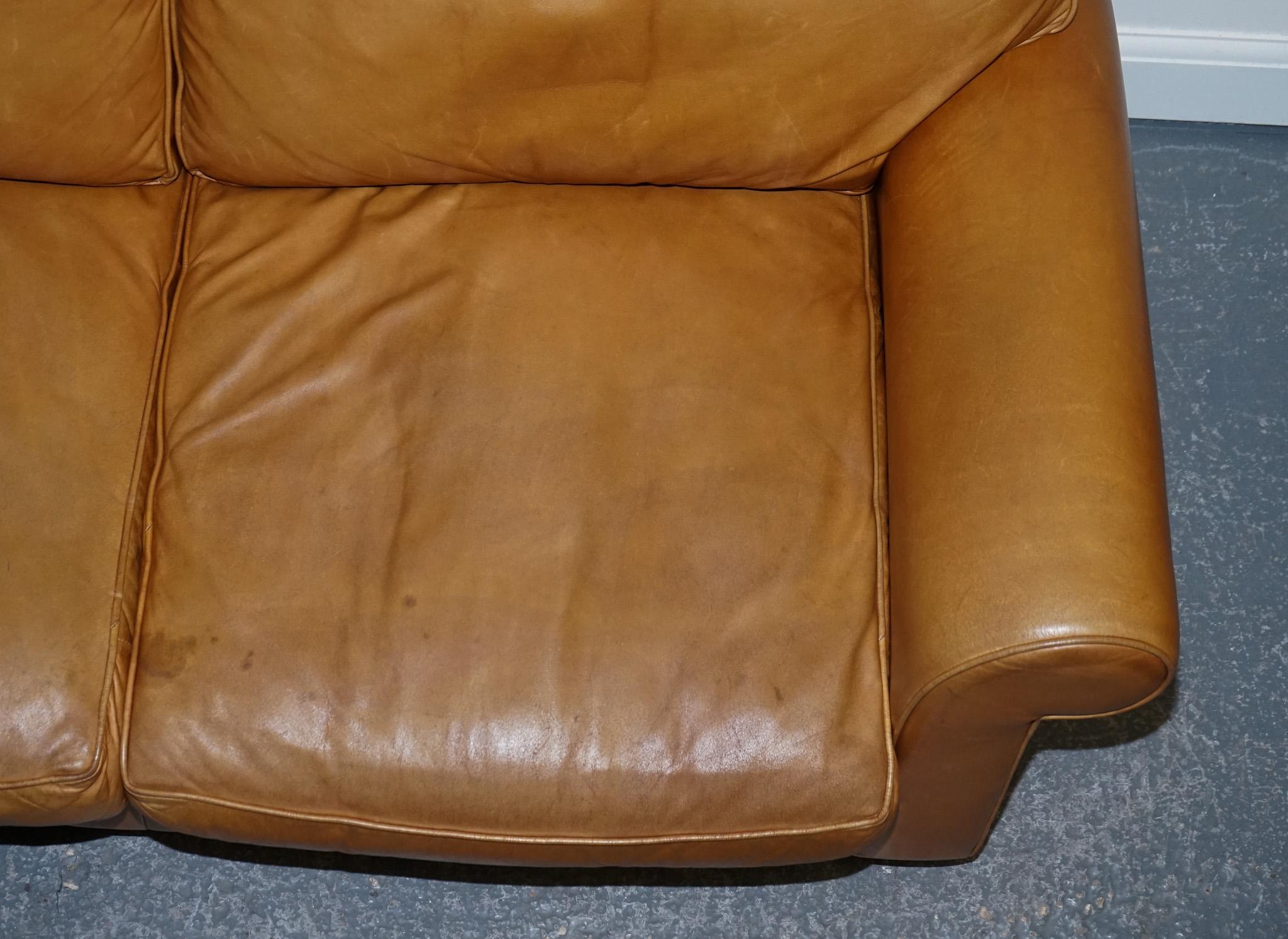 LOVELY LAURA ASHLEY ABiNGDON TAN LEATHER SOFA BED TWO TO THREE SEATER 5