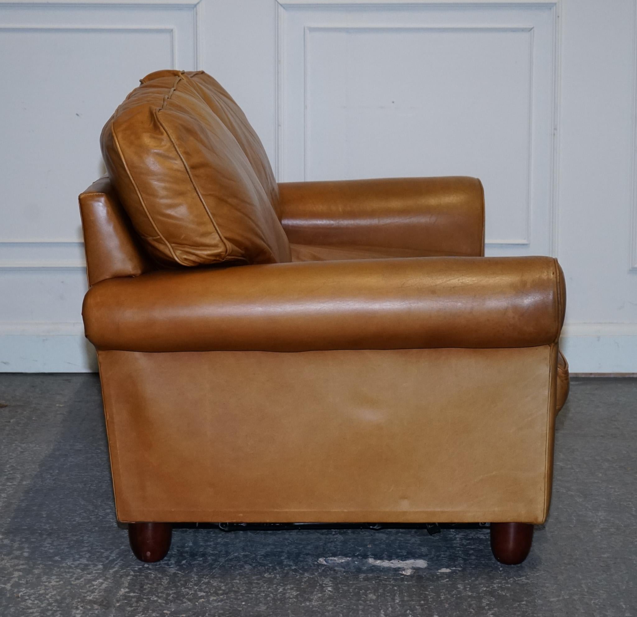 LOVELY LAURA ASHLEY ABiNGDON TAN LEATHER SOFA BED TWO TO THREE SEATER 6