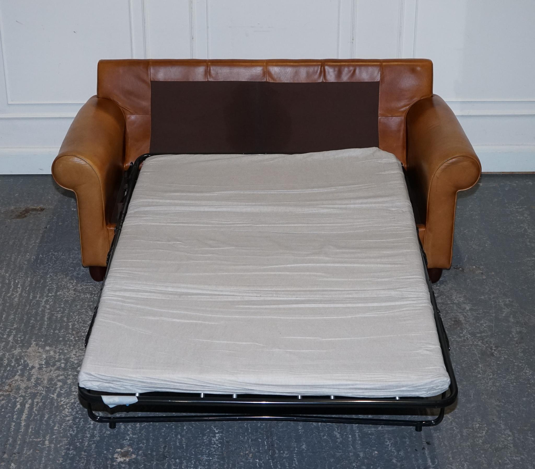 LOVELY LAURA ASHLEY ABiNGDON TAN LEATHER SOFA BED TWO TO THREE SEATER 11
