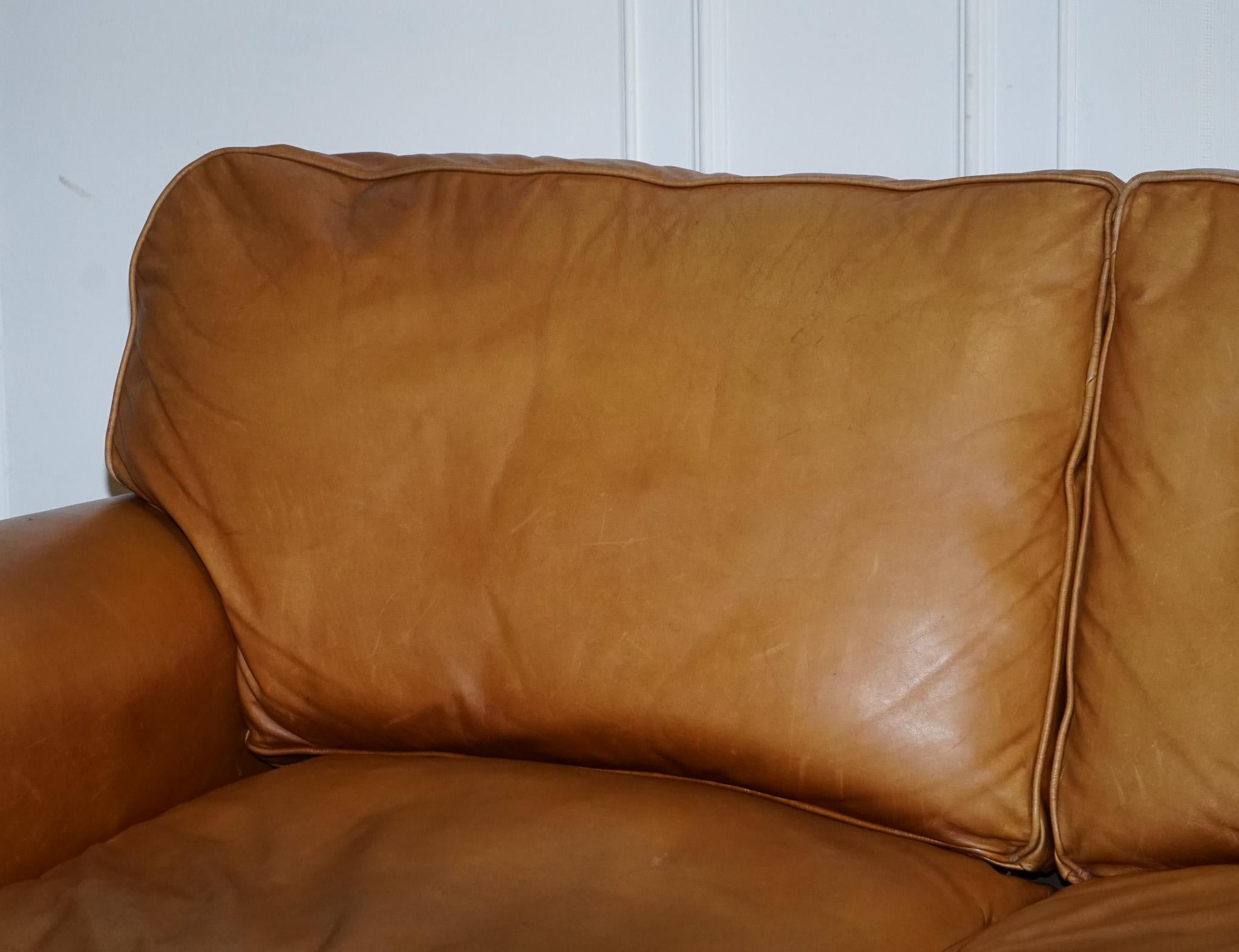20th Century LOVELY LAURA ASHLEY ABiNGDON TAN LEATHER SOFA BED TWO TO THREE SEATER