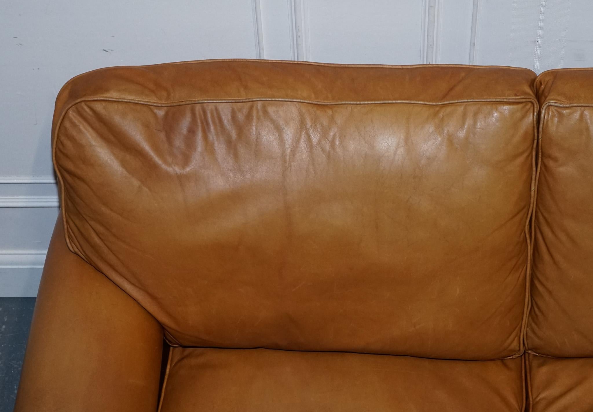 LOVELY LAURA ASHLEY ABiNGDON TAN LEATHER SOFA BED TWO TO THREE SEATER 2