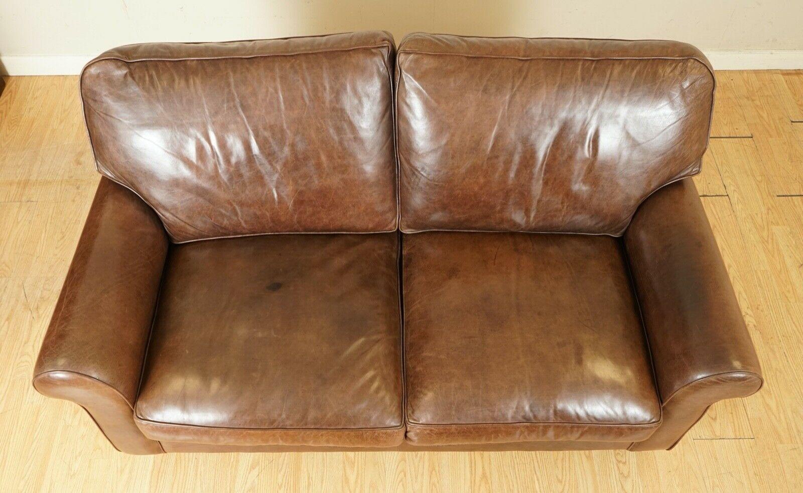 20ième siècle Lovely Laura Ashley Heritage Canapé-lit Abingdon en cuir marron