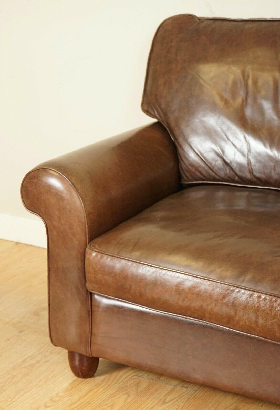 Cuir Lovely Laura Ashley Heritage Canapé-lit Abingdon en cuir marron