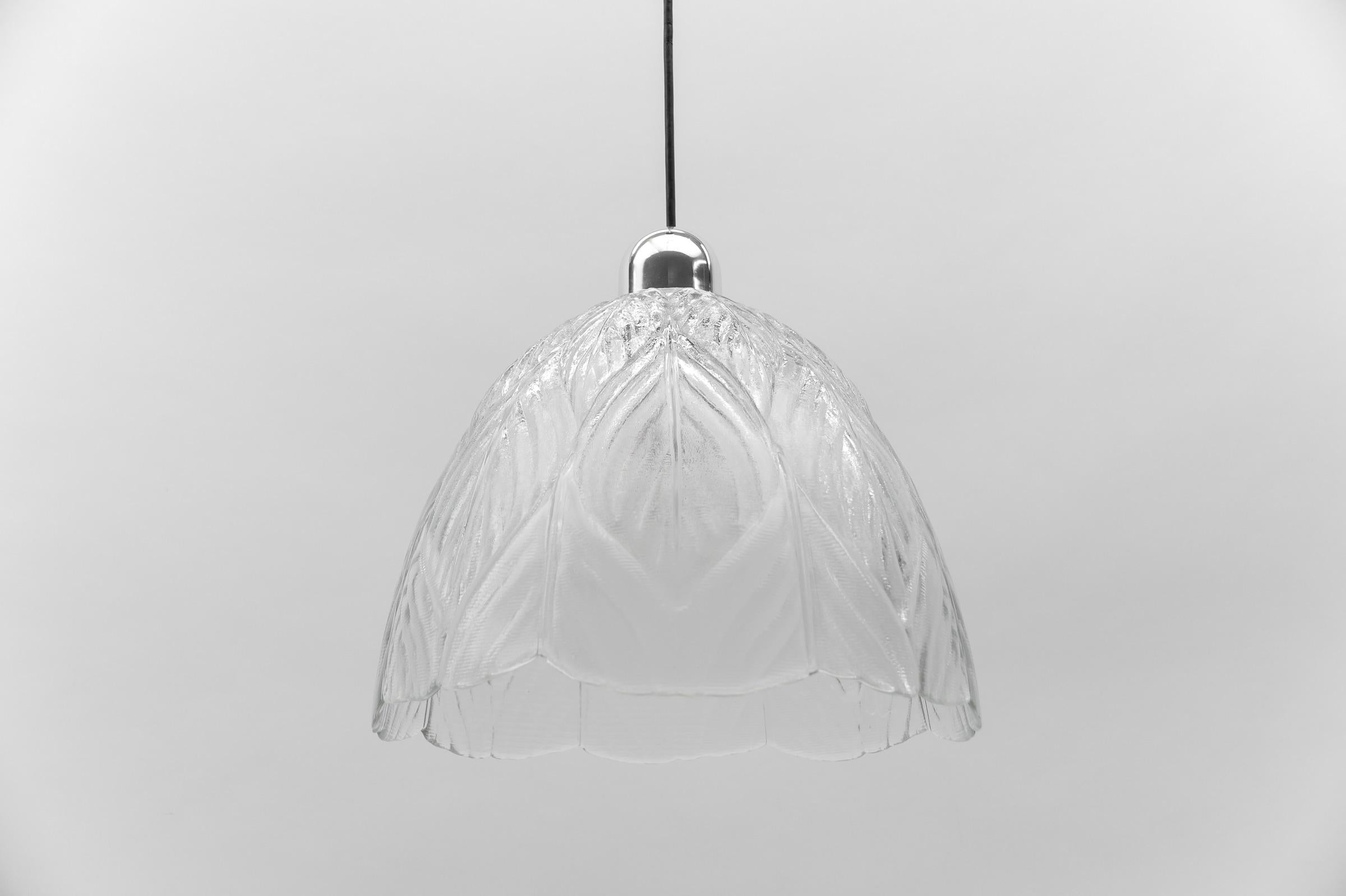 German Lovely Leaf Shape Glass Ceiling Lamp by Peill & Putzler, 1960s For Sale