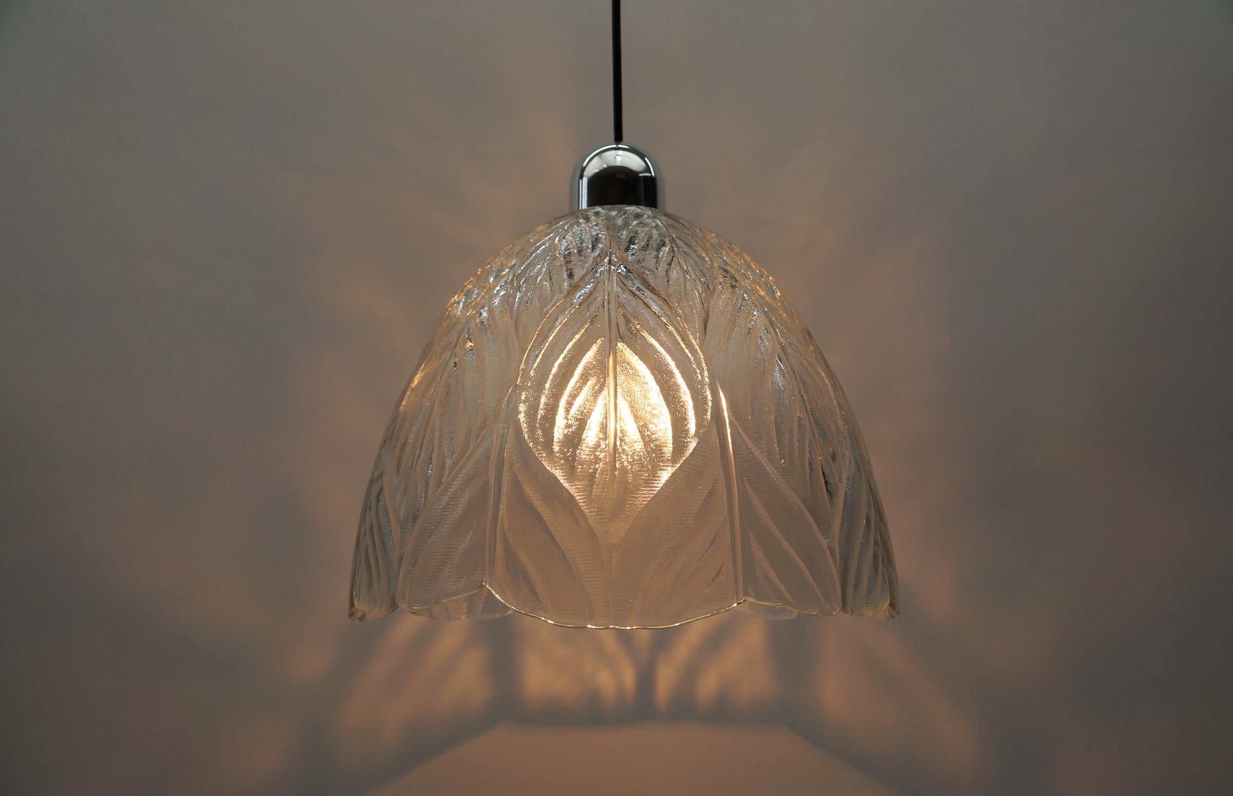 Lovely Leaf Shape Glass Ceiling Lamp by Peill & Putzler, 1960s In Good Condition For Sale In Nürnberg, Bayern
