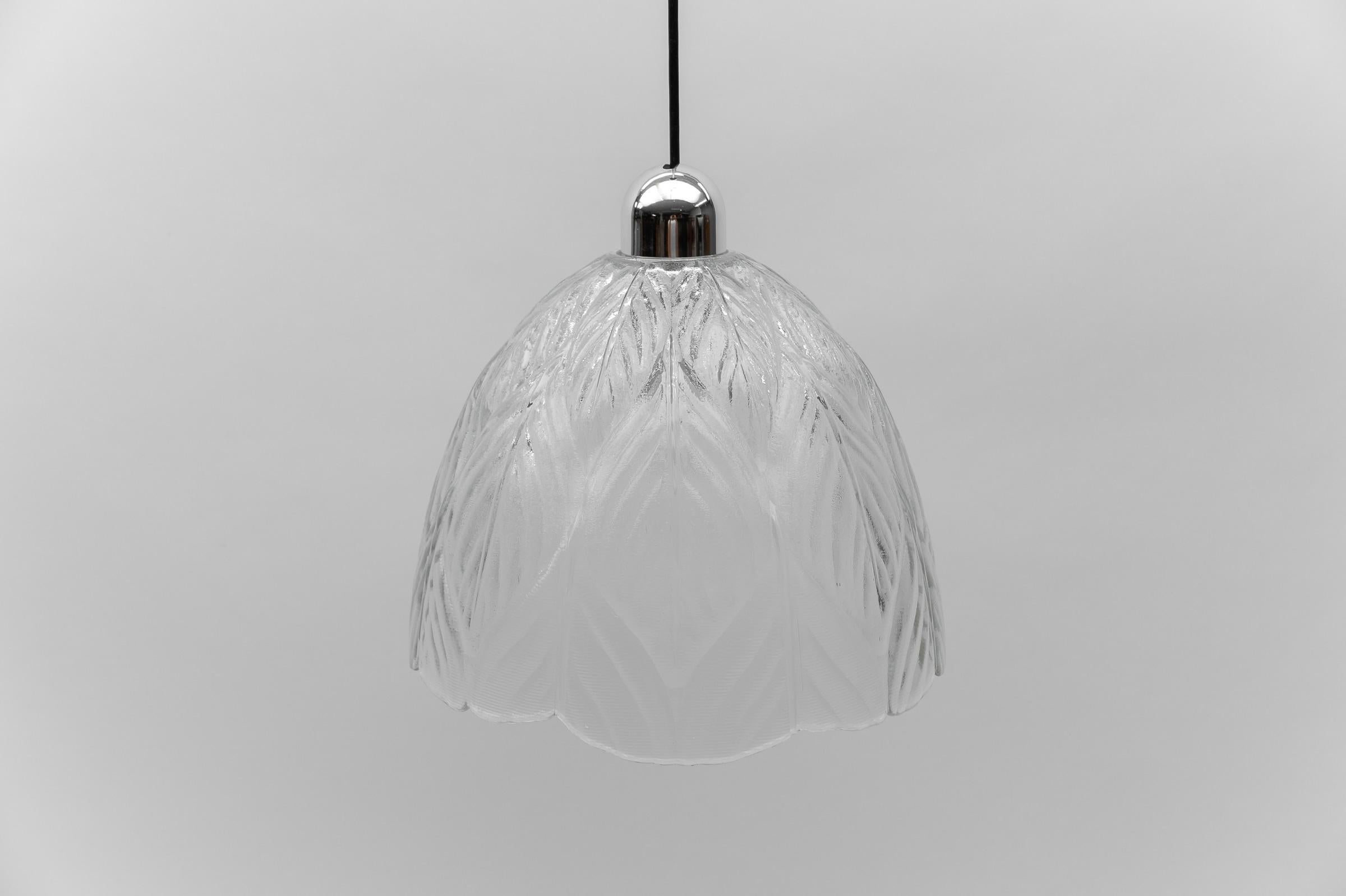Mid-20th Century Lovely Leaf Shape Glass Ceiling Lamp by Peill & Putzler, 1960s For Sale
