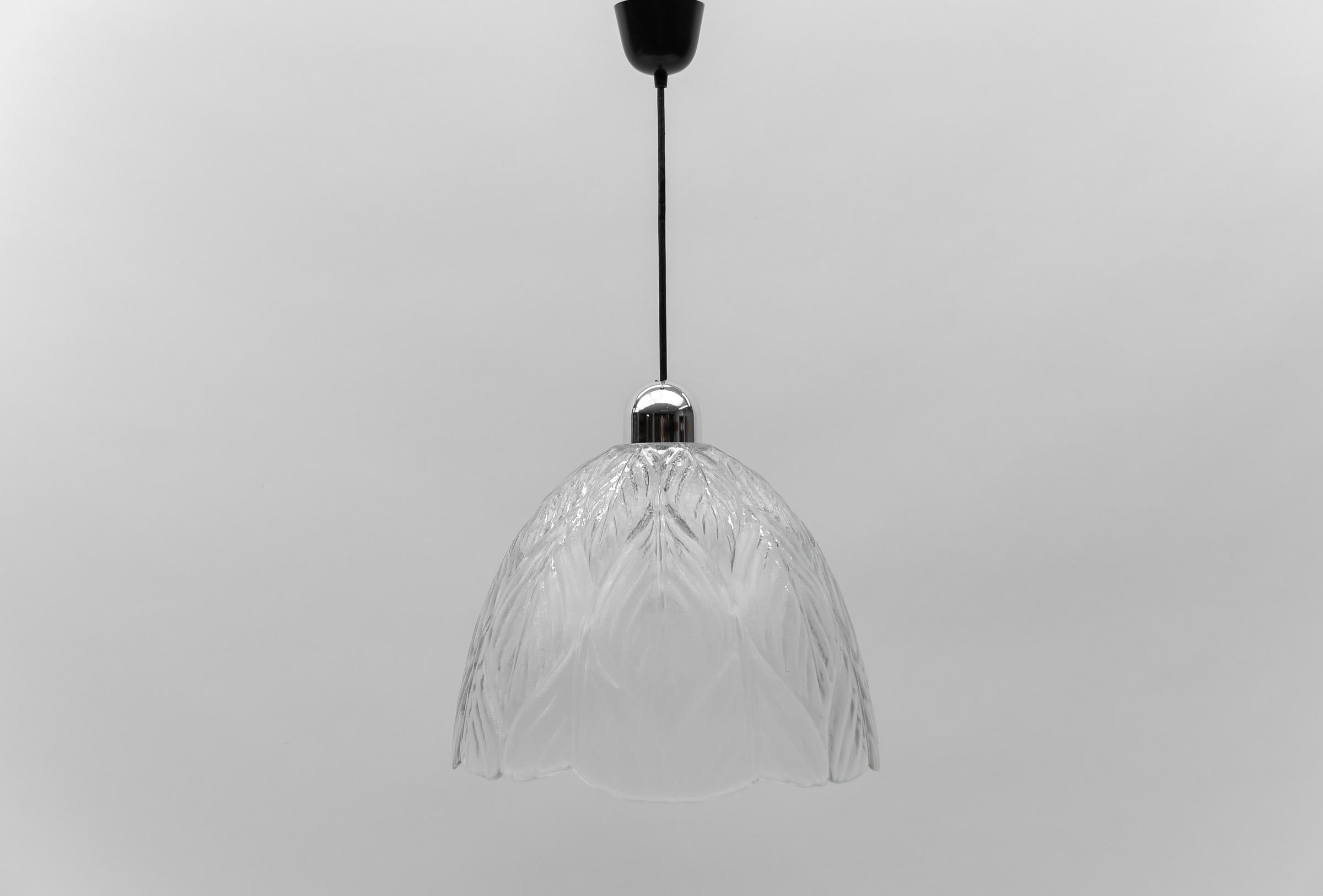 Lovely Leaf Shape Glass Ceiling Lamp by Peill & Putzler, 1960s For Sale 2
