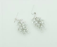 Lovely Leafy Diamond Earrings in White Gold