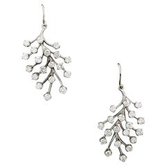 Preciosos Pendientes de Diamantes Hoja en Oro Blanco