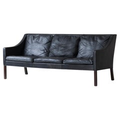 Charmant canapé en cuir 2209 conçu par Børge Mogensen pour Fredericia, Danemark 1963