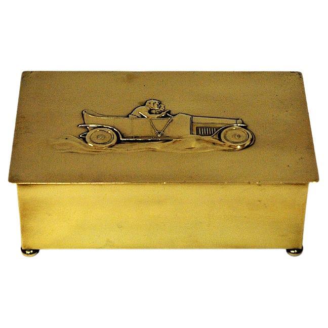 Jolie boîte à couvercle en laiton d'Eisenacher Motorenwerk WTF 1910-1920, Allemagne en vente