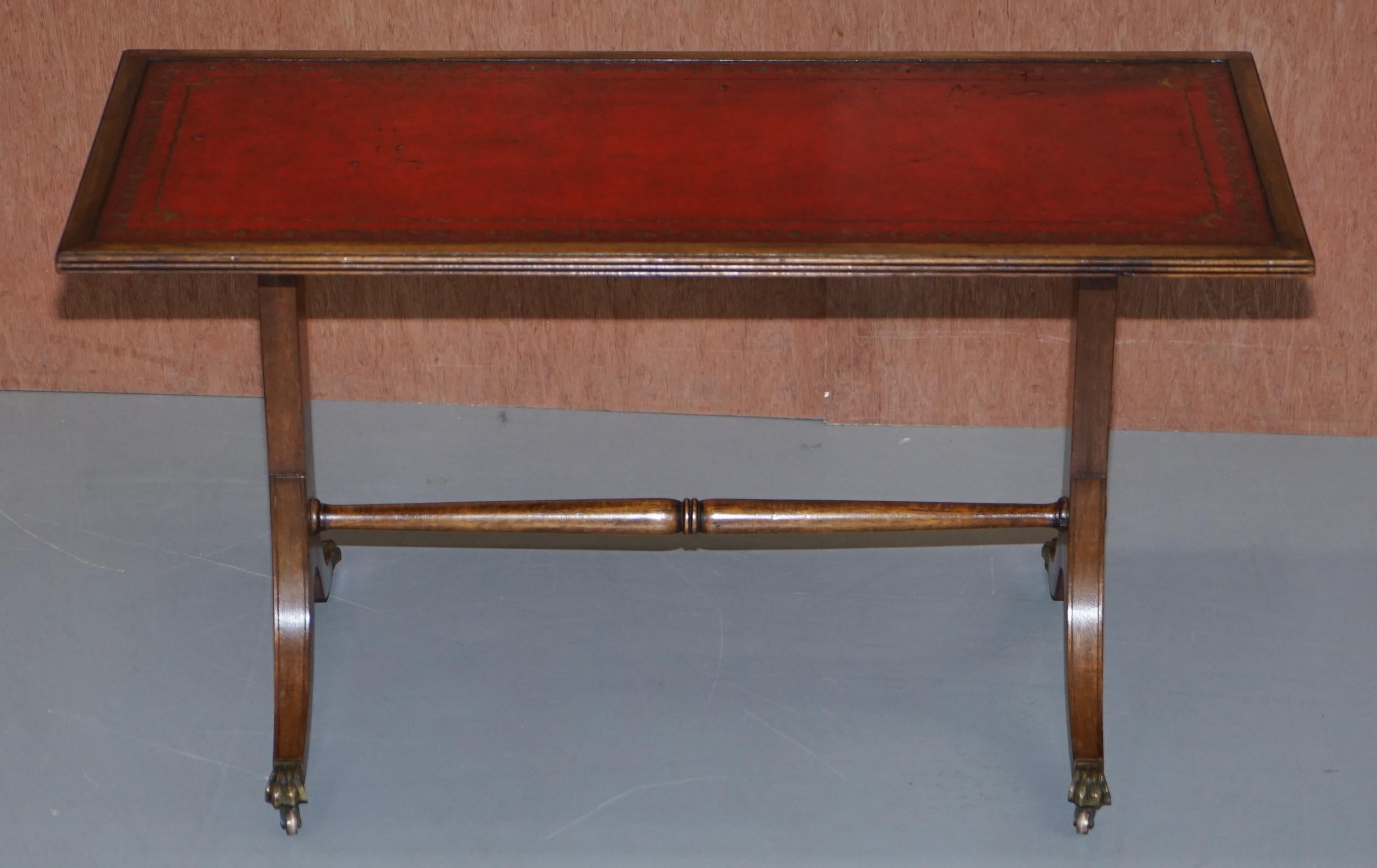 We are delighted to offer for sale this nice vintage light mahogany coffee table with oxblood leather top

A good versatile coffee or cocktail table, this is circa 40-60 years old, made by Bevan Funnell, the frame is light mahogany, the leather