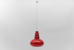 Lovely Lipstick Red Glass Ceiling Lamp by Peill & Putzler, 1960s
