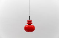 Lovely Lipstick Red Glass Ceiling Lamp by Peill & Putzler, 1960s