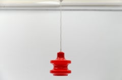 Lovely Lipstick Red Glass Ceiling Lamp by Peill & Putzler, 1960s