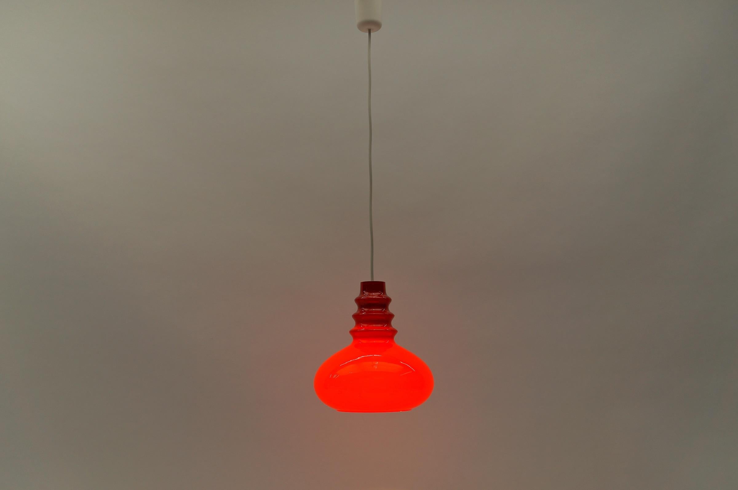 Mid-Century Modern Lovely Lipstick Red Glass Ceiling Lamp by Peill & Putzler, 1960s For Sale