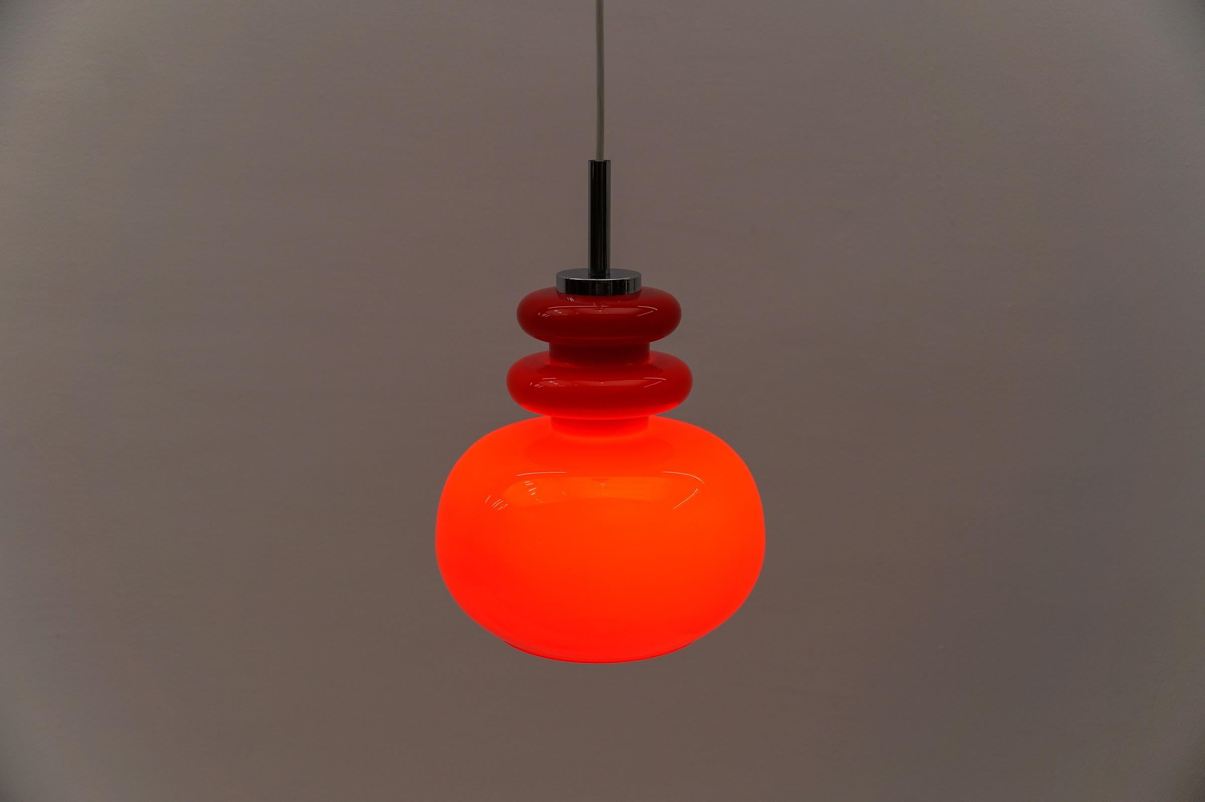Metal Lovely Lipstick Red Glass Ceiling Lamp by Peill & Putzler, 1960s For Sale