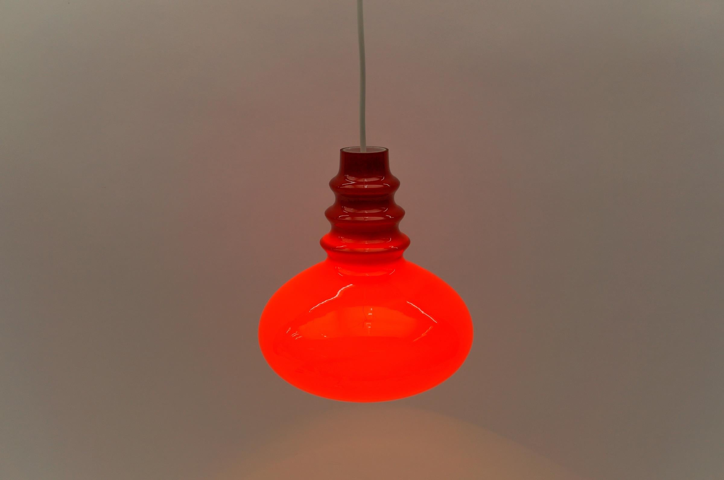 Lovely Lipstick Red Glass Ceiling Lamp by Peill & Putzler, 1960s For Sale 2
