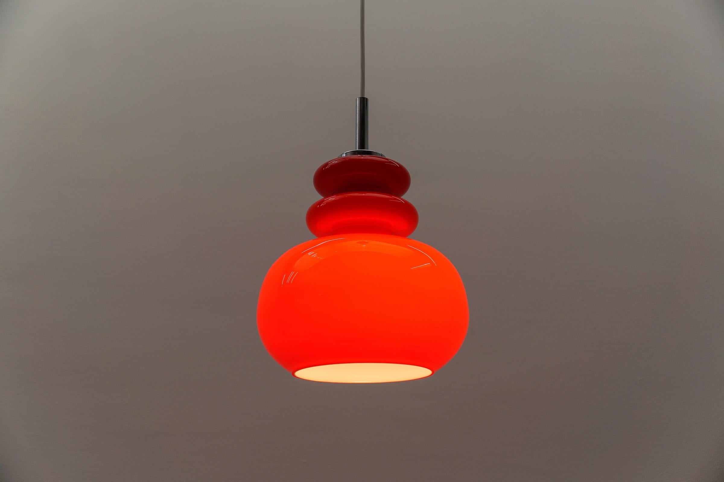 Lovely Lipstick Red Glass Ceiling Lamp by Peill & Putzler, 1960s For Sale 2