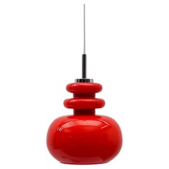 Lovely Lipstick Red Glass Ceiling Lamp by Peill & Putzler, 1960s