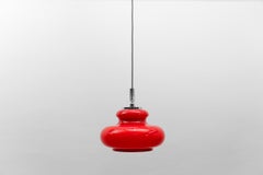 Lovely Lipstick Red Glass Ceiling Lamp by Peill & Putzler, 1970s