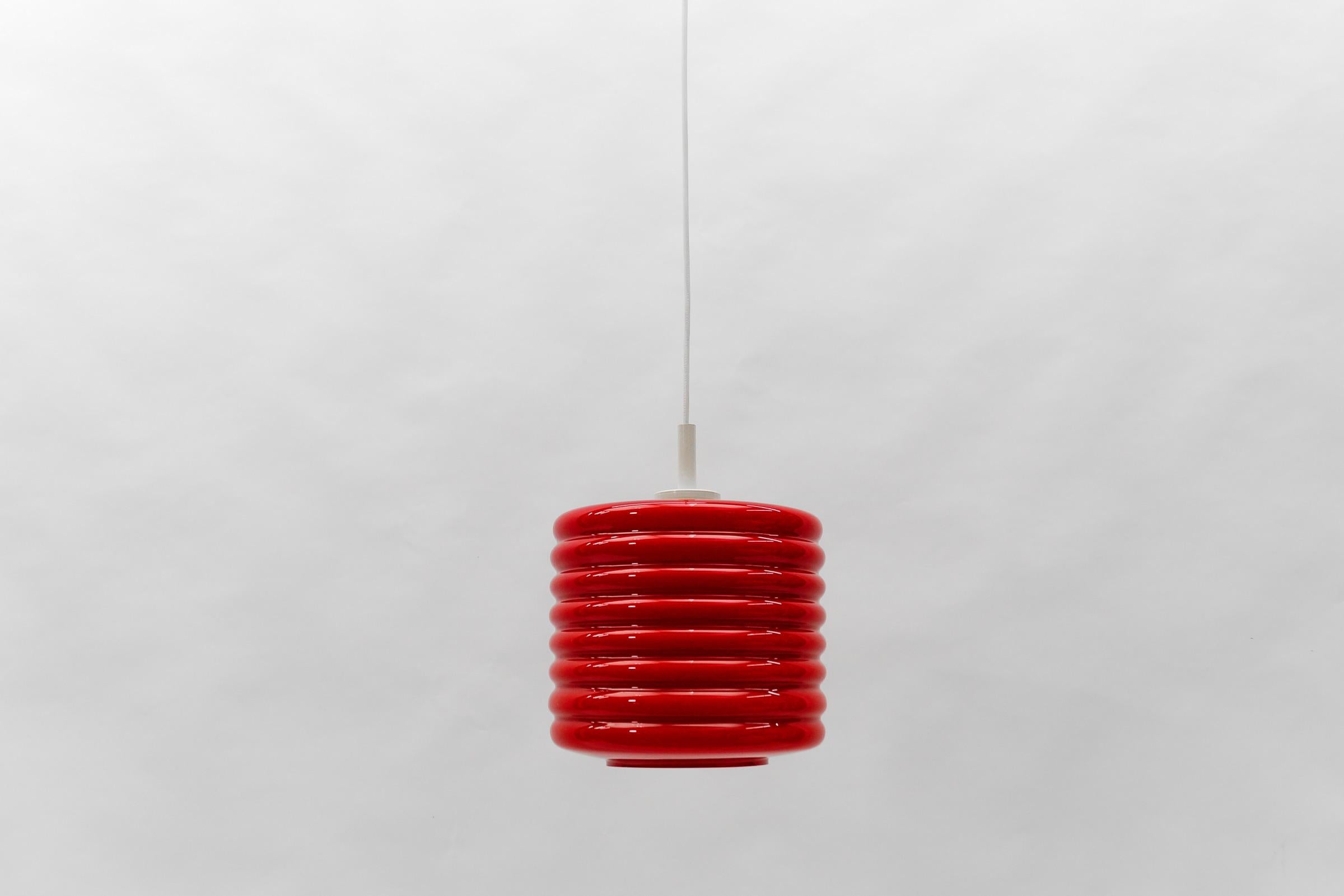 Mid-20th Century Lovely Lipstick Red Glass Ceiling Lamp by Peill & Putzler, 1970s