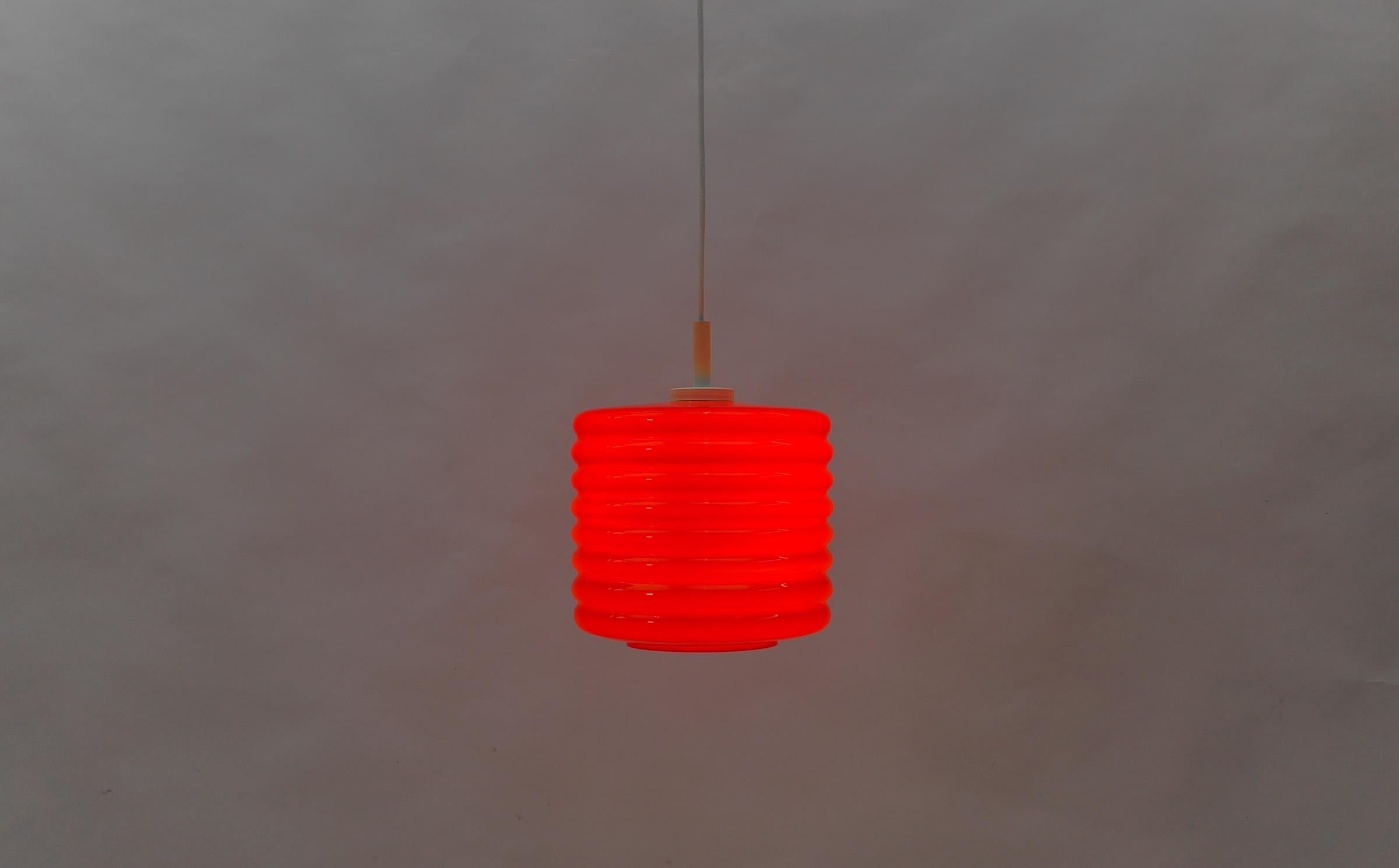 Lovely Lipstick Red Glass Ceiling Lamp by Peill & Putzler, 1970s 1