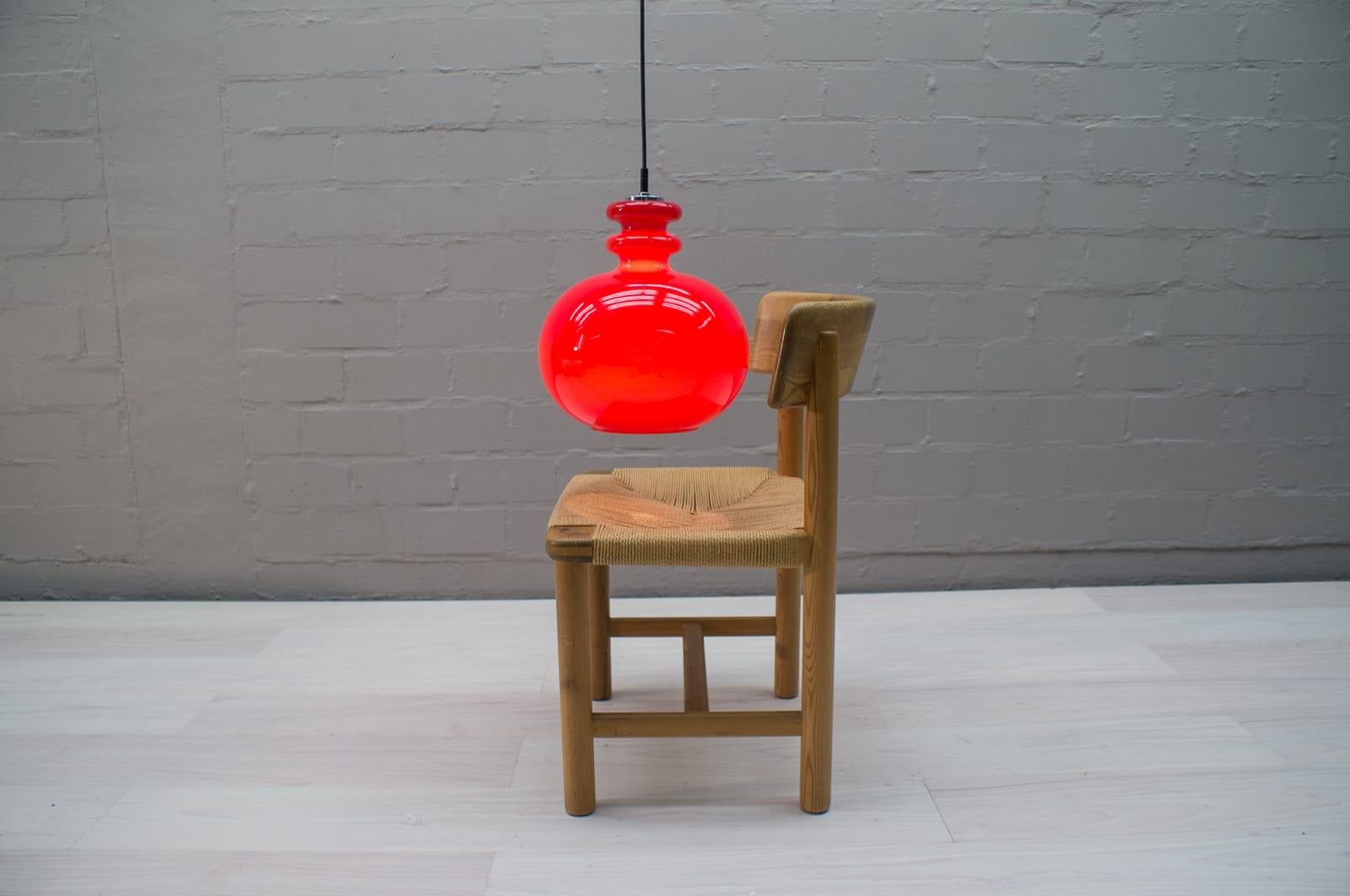 Lovely Lipstick Red Glass Ceiling Lamp by Peill & Putzler, 1970s 2