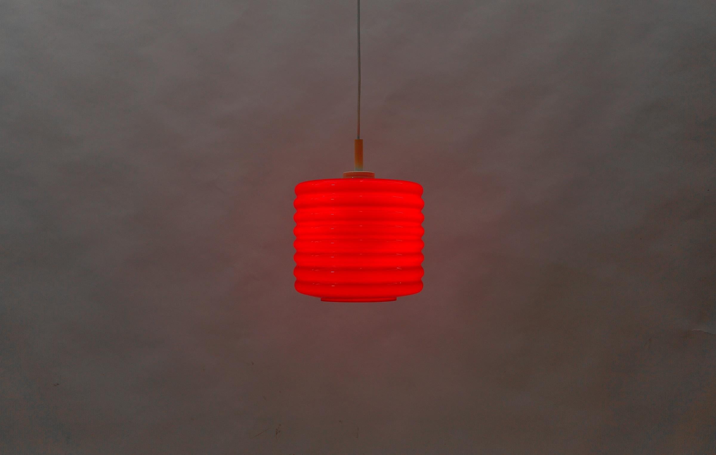 Lovely Lipstick Red Glass Ceiling Lamp by Peill & Putzler, 1970s 2