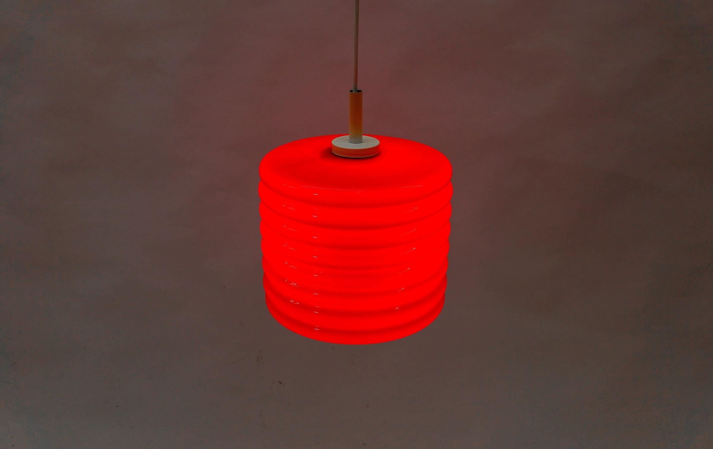 Lovely Lipstick Red Glass Ceiling Lamp by Peill & Putzler, 1970s 3