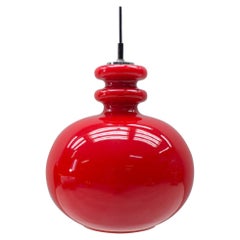 Lovely Lipstick Red Glass Ceiling Lamp by Peill & Putzler, 1970s