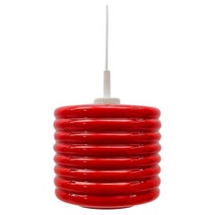 Lovely Lipstick Red Glass Ceiling Lamp by Peill & Putzler, 1970s