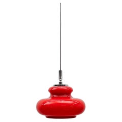 Lovely Lipstick Red Glass Ceiling Lamp by Peill & Putzler, 1970s