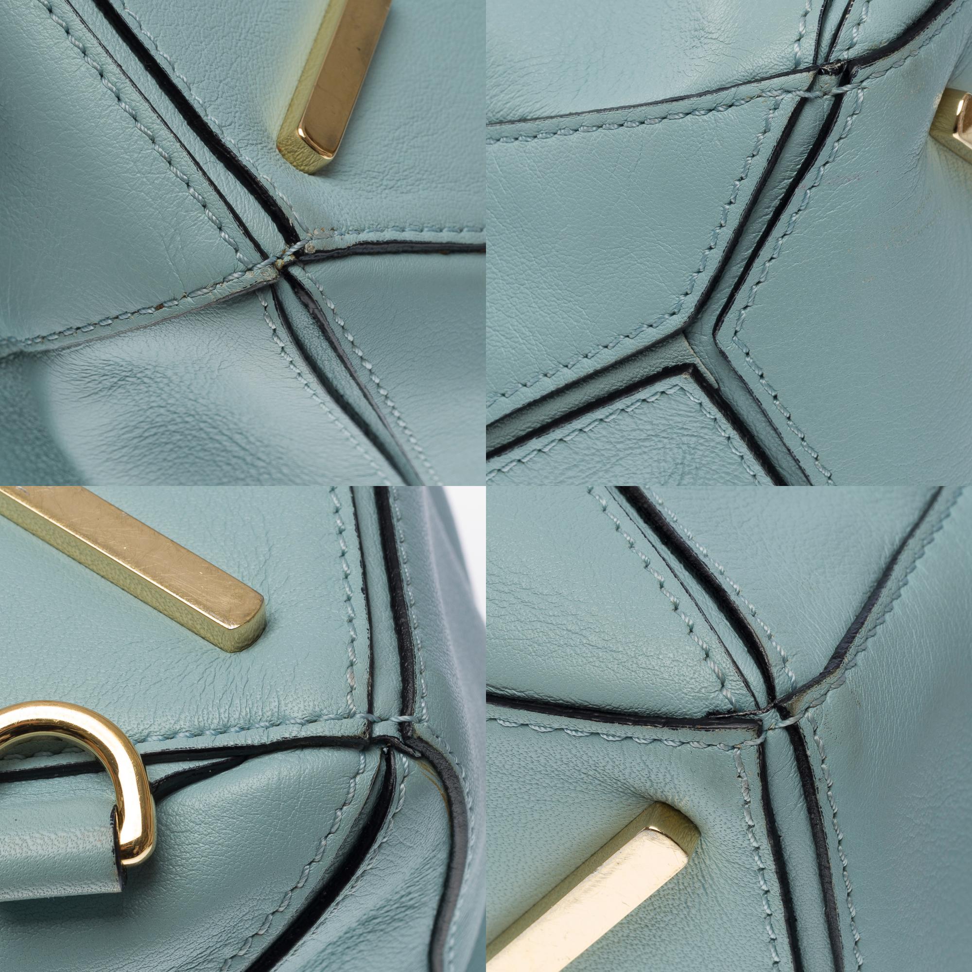 Lovely Loewe Medium Puzzle Handtasche Armband aus blauem jeanfarbenem Kalbsleder, GHW im Angebot 6