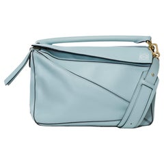 Jolie bandoulière de sac à main Loewe Puzzle en cuir de veau bleu jean, GHW