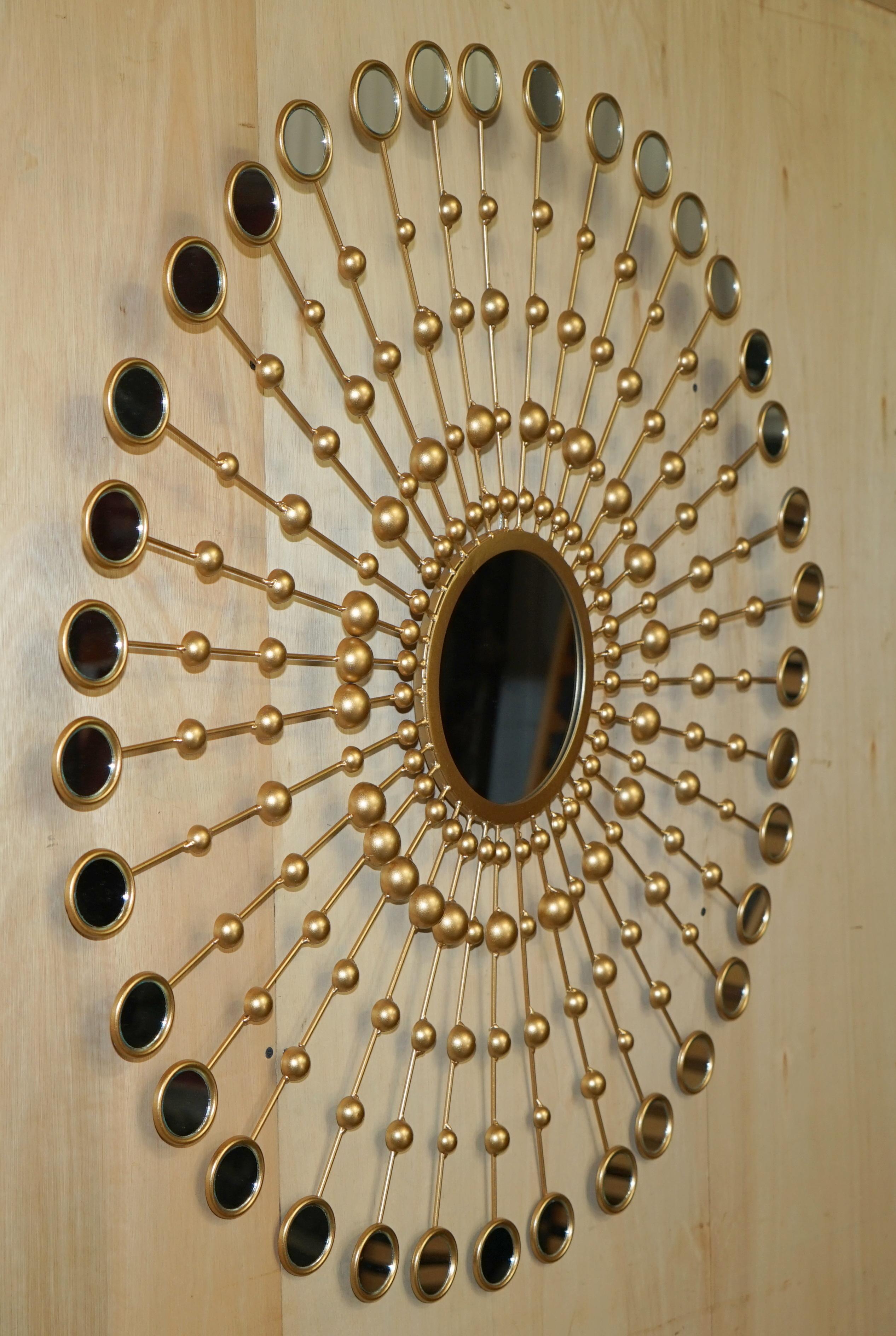 LOVELY LOOKiNG DECORATIVE LARGE WALL MIRROR WITH 36 SMALL MIRRORS IN A SUN FORM For Sale 10