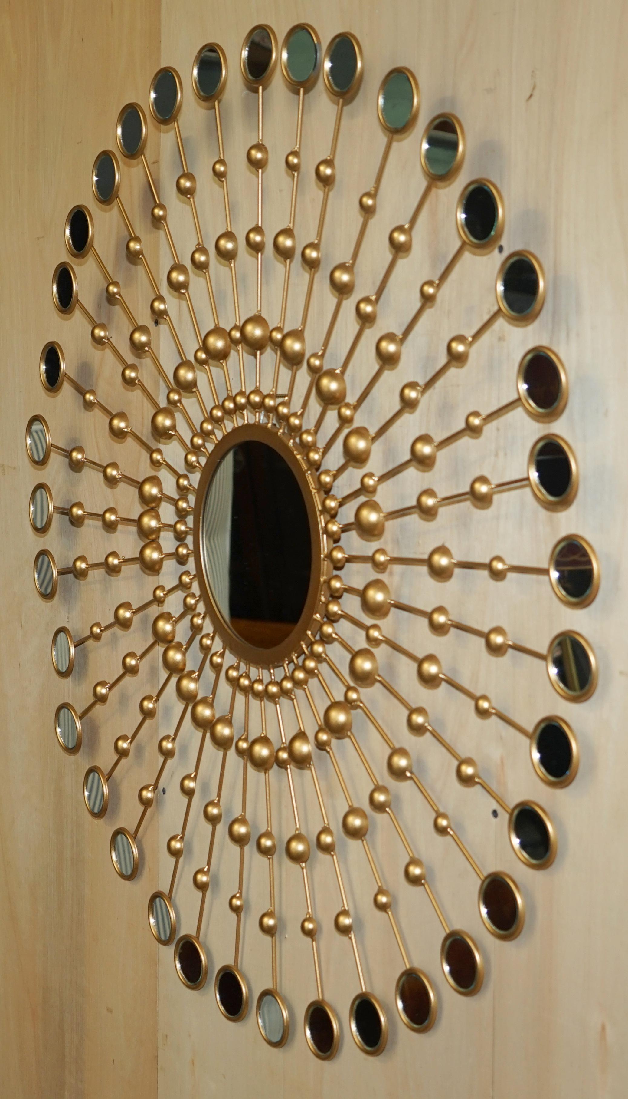 LOVELY LOOKiNG DECORATIVE LARGE WALL MIRROR WITH 36 SMALL MIRRORS IN A SUN FORM For Sale 11