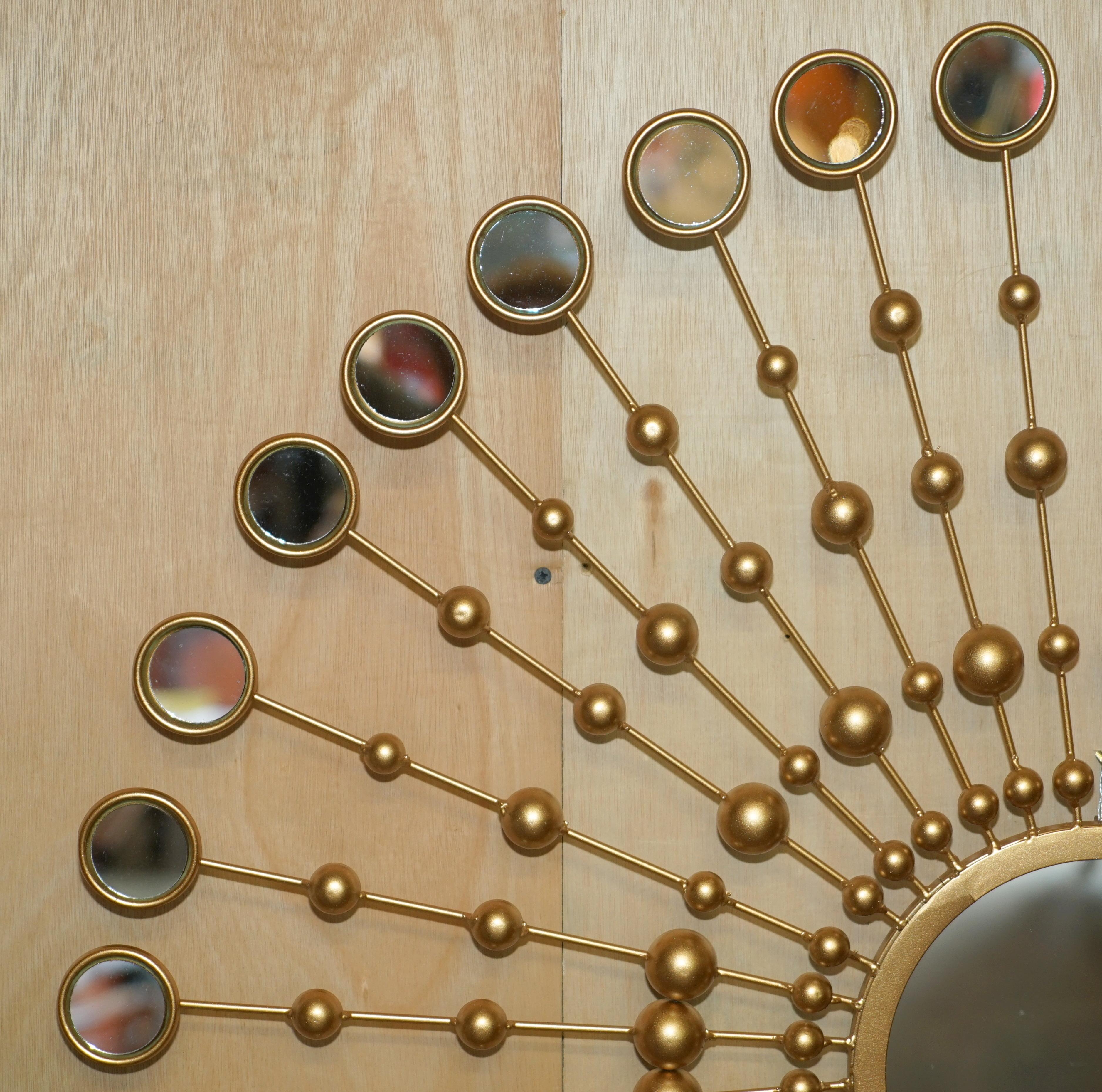 English LOVELY LOOKiNG DECORATIVE LARGE WALL MIRROR WITH 36 SMALL MIRRORS IN A SUN FORM For Sale
