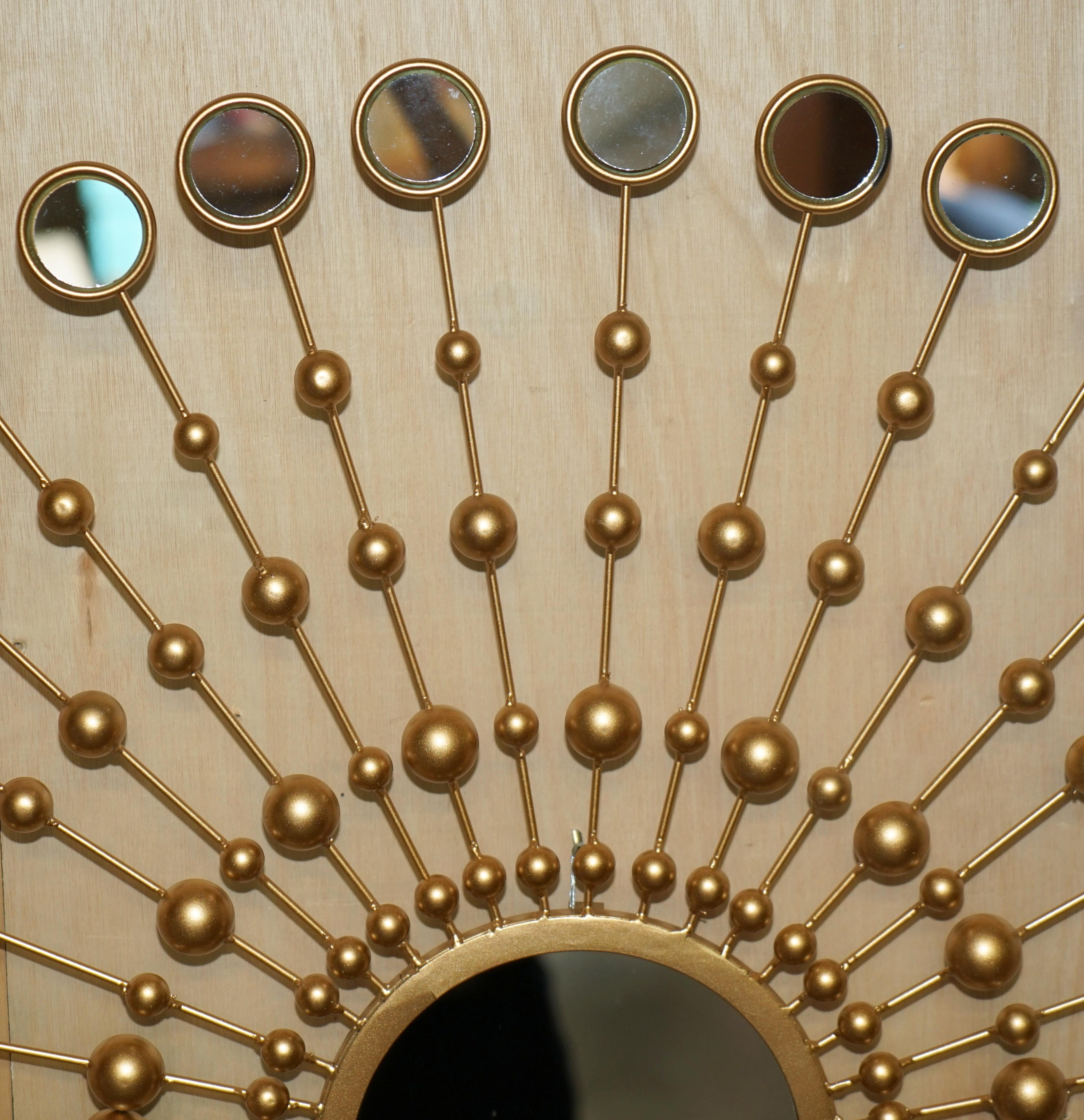 Hand-Crafted LOVELY LOOKiNG DECORATIVE LARGE WALL MIRROR WITH 36 SMALL MIRRORS IN A SUN FORM For Sale